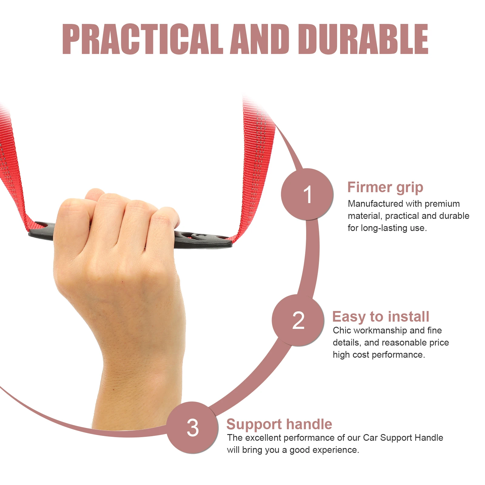 

2Pcs Car Support Handle Safety Grab Nylon Headrest Handle Durable Assist Device for Elderly Pregnant Disabled Car Supply