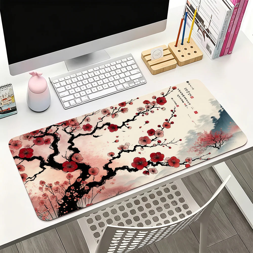 Cherry blossom pattern Mouse Pad For Office Gaming And Keyboards Non-Slip Large Waterproof
