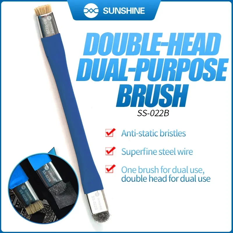 SUNSHINE SS-022B Safe Brush Anti-Static Motherboard PCB Cleaning Brush for Mobile Phone Repair Tools Kit Double Head Convenience