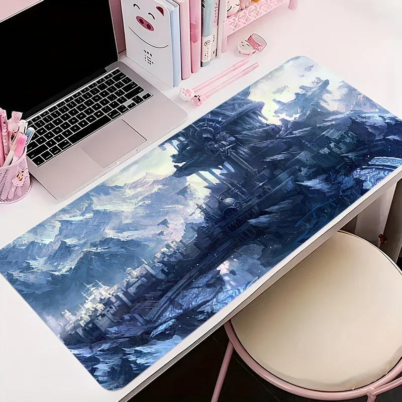 Office Gamer Mouse Pad Gaming Accessories Keyboard Mat  Anime Anti-slip Mousepad Rubber Mountain Forest Pagoda Torii Desk Mat