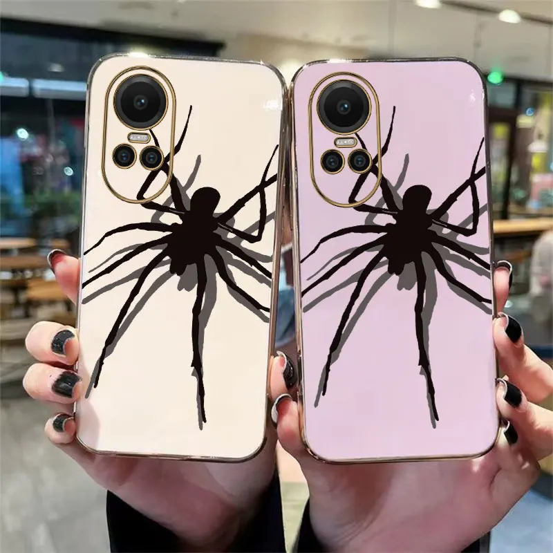 Reno10 Big Spider Plating Phone Case For OPPO Reno 11Pro 11 10ProPlus 10Pro 9 9ProPlus 9Pro 8T 8 8Pro 7 7Pro 7SE 6 Cover