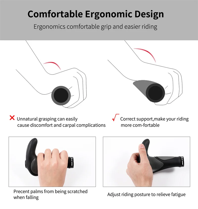 WEST BIKING Ergonomische Fahrradgriffe Lock-on Lenkerüberzug MTB Mountainbike Rutschfester Lenker-Endgriff Fahrradzubehör 1 Paar – Detail 8