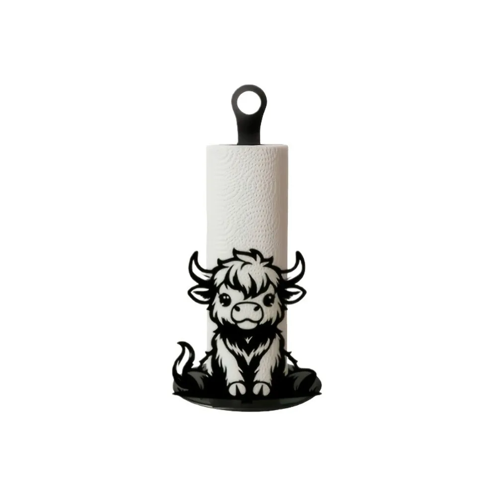 

Cattle Wooden Base Tissue Holder Cute Desktop Decoration Roll Paper Standing Rack Cartoon Kitchen Towel Rack Parties