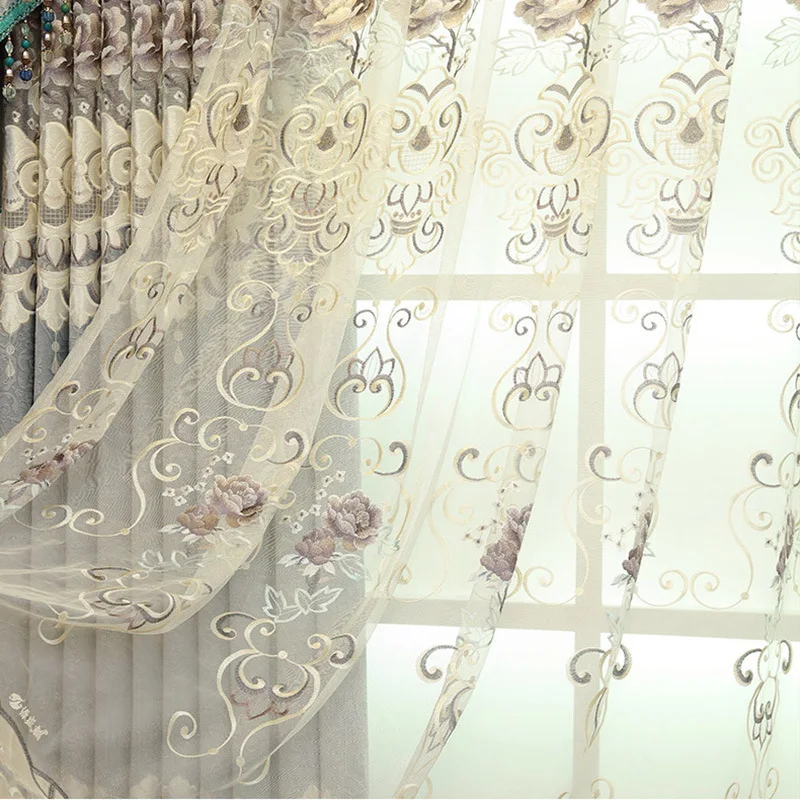 

Living room and bedroom water-soluble hollow Italian velvet embroidered curtain cloth finished product customization