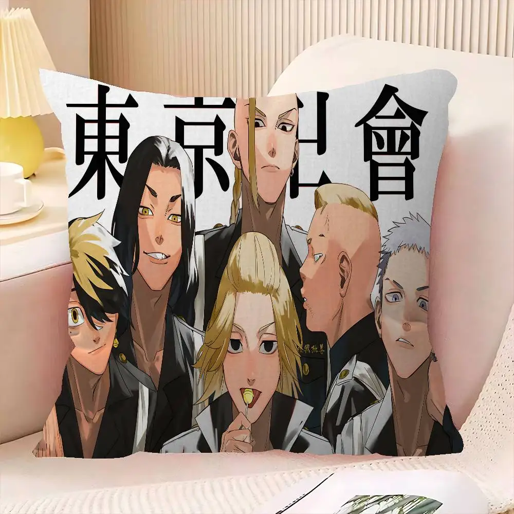 T-Tokyo R-Revengers Pillow Covers Cartoon Sofa Decorative Home Double-sided Printing Short Plush Cute Cushion Cover