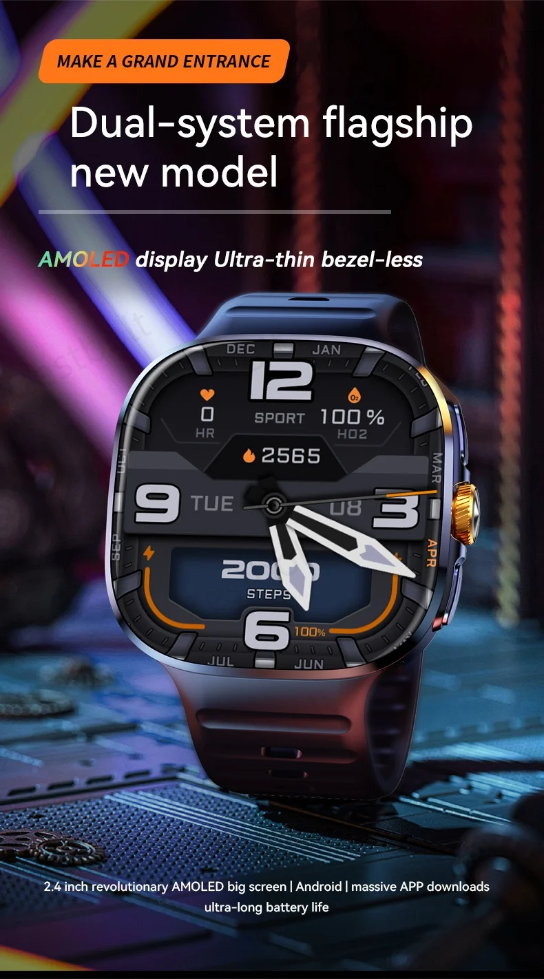 M99 4G 5G Full Netcom Smartwatch 2.4 inch Amoled Screen Insert Sim Card GPS WIFI 190° Rotating Camera Game Android Smart Watch