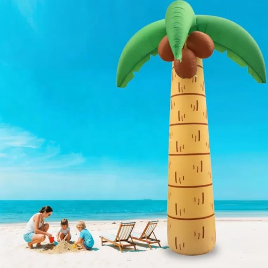 

Outdoor 12FT inflatable palm tree decoration in green with LED lights for summer, garden, porch, and lawn use