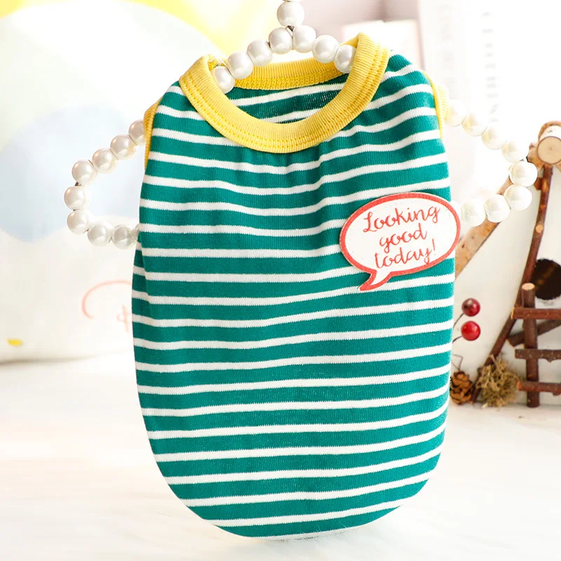 Dog Pet Clothing Striped Lucky Vests for Dogs Clothes Cat Small Cute Thin Spring Summer Fashion Boy Girl Yorkshire Accessories