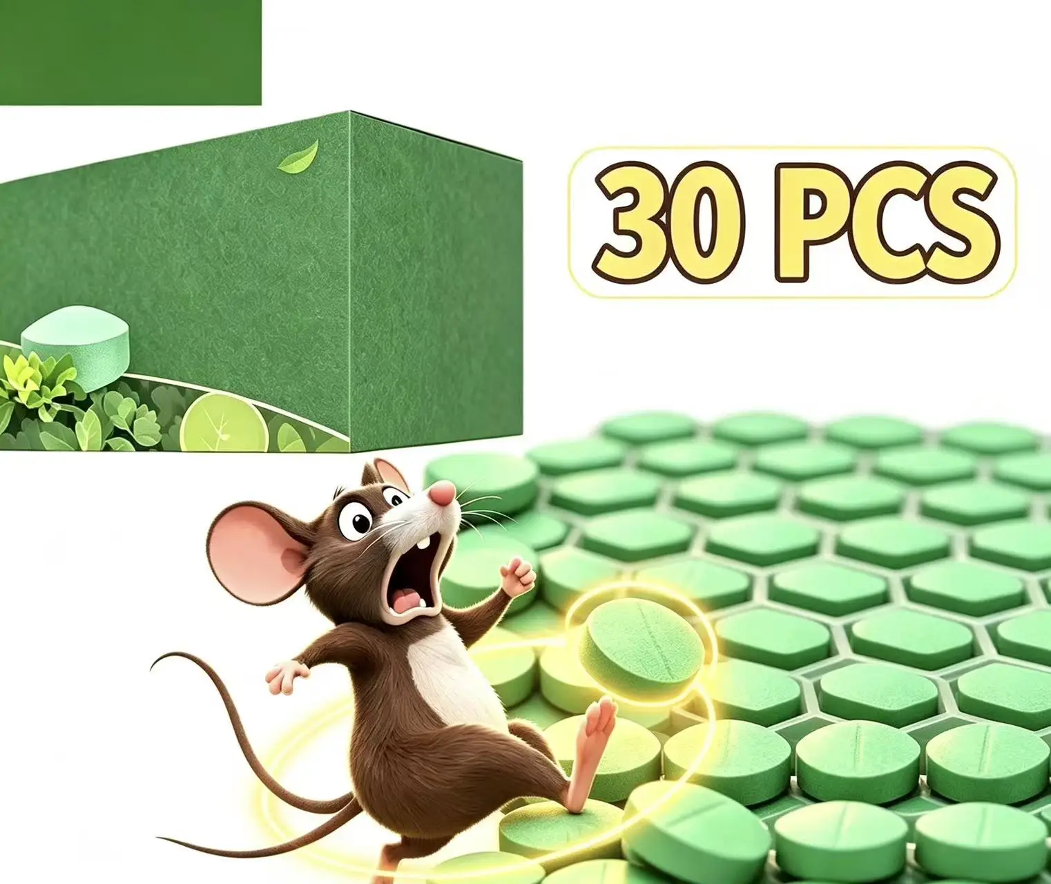 30pcs Mouse Repellent Tablets Pest Rodent Repellent Peppermint Oil Mouse Traps for Rat Mice Roach Indoor Outdoor Repellent Pelle