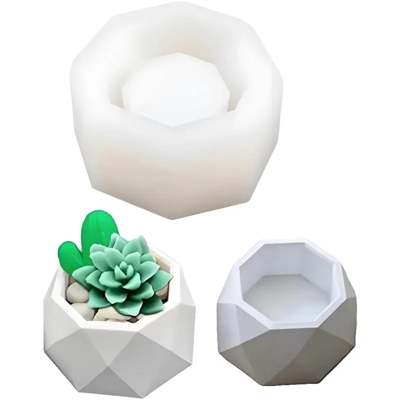 DIY Silicone Ceramic Clay Mold for Handmade Succulent Plants Concrete Planter Vase Molds - Gardening Craft Supplies