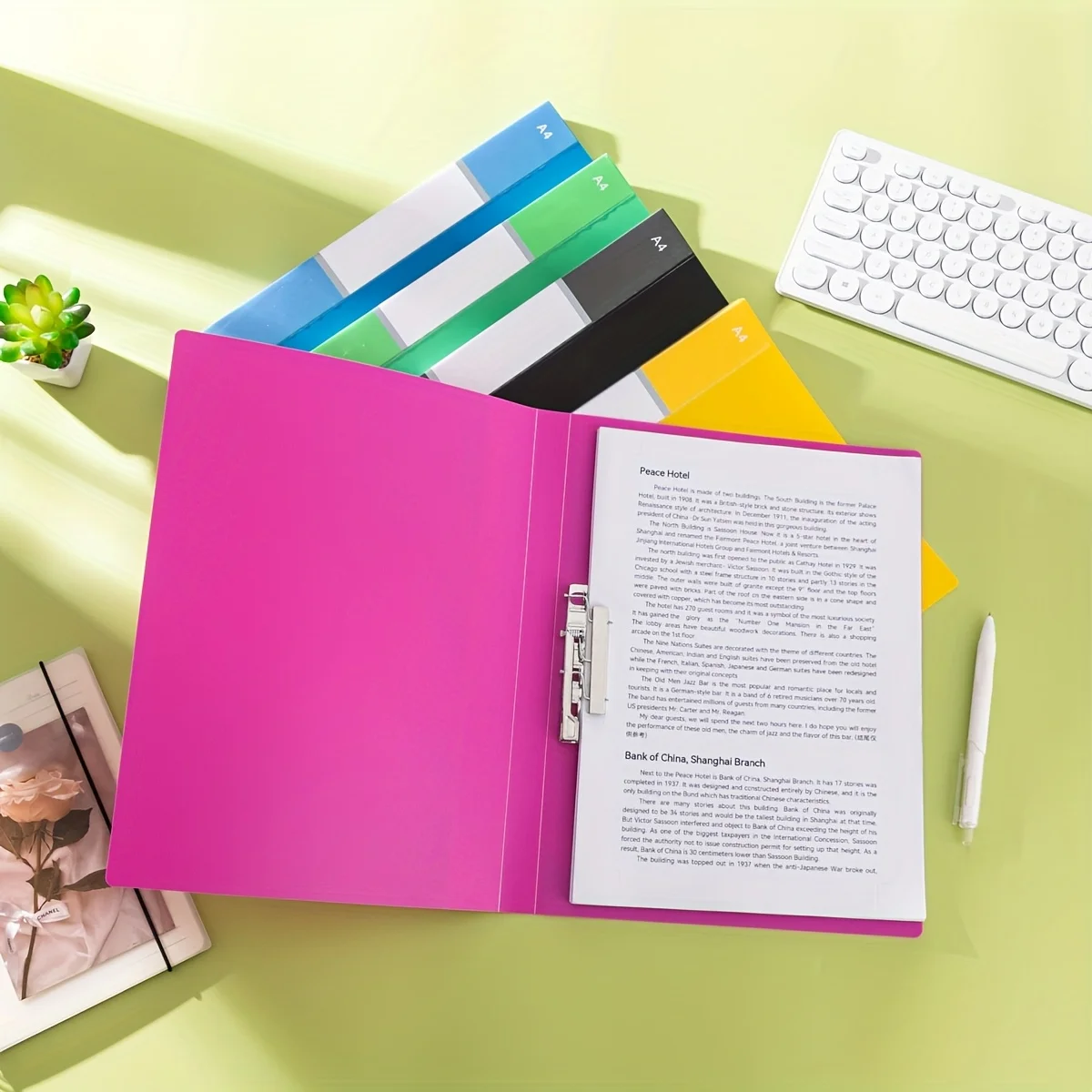 1pcs Color A4 Clip File Folder, Contract Folder, Multi-Page Music Sheet Holder, Award Certificate Storage and Organization Tool