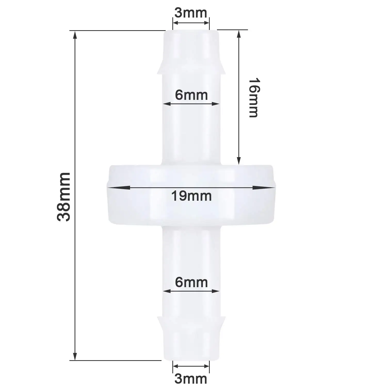 4Pcs Check Valve PVDF Wear-Resistant One-Way Check Valve for Fuel Gas Liquid Air 1/4 Inch 6 mm