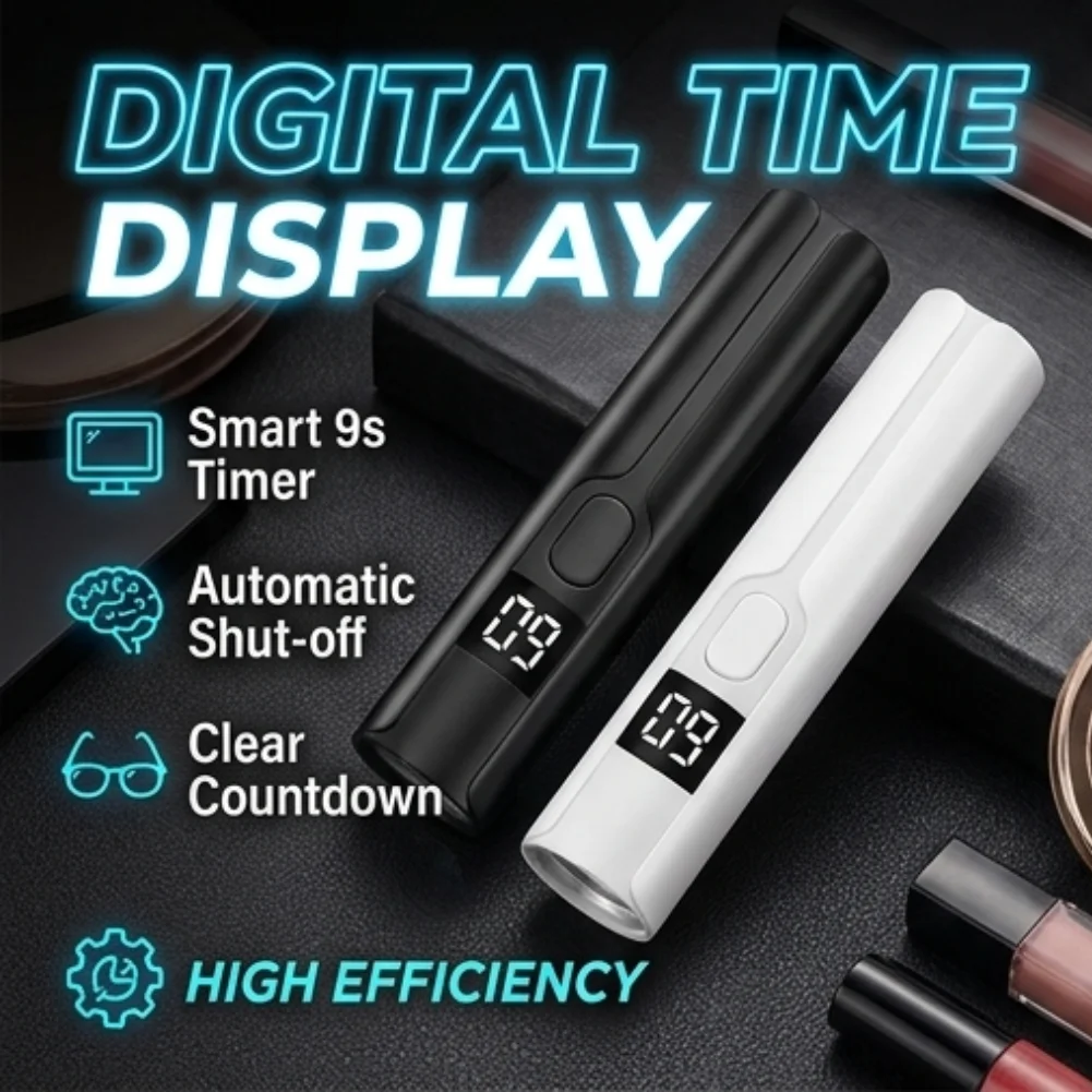 

Беспроводные УФ-лампы для ногтей с ЖК-дисплеем, портативная мини-сушилка для ногтей, перезаряжаемая, быстрое отверждение для клея для страз, геля и лайнера.