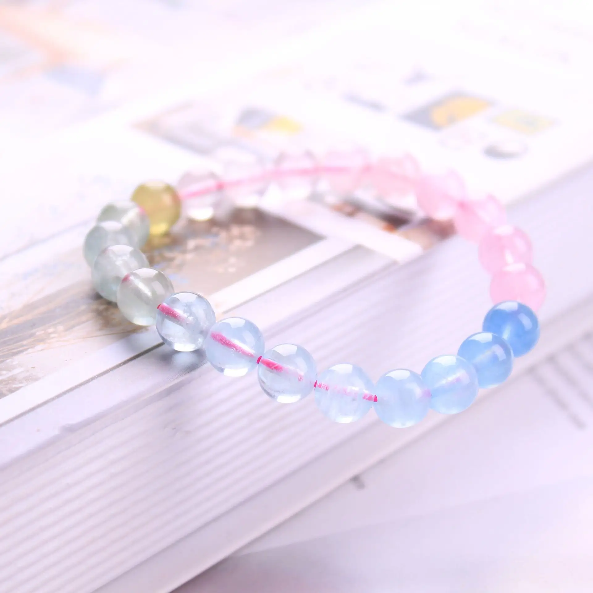 

Натуральный красочный морганит, берил, прозрачные круглые бусины, браслет для женщин и мужчин, красный, синий, Радужный морганит, 8 мм, 9 мм, 10 мм AAAAAAA