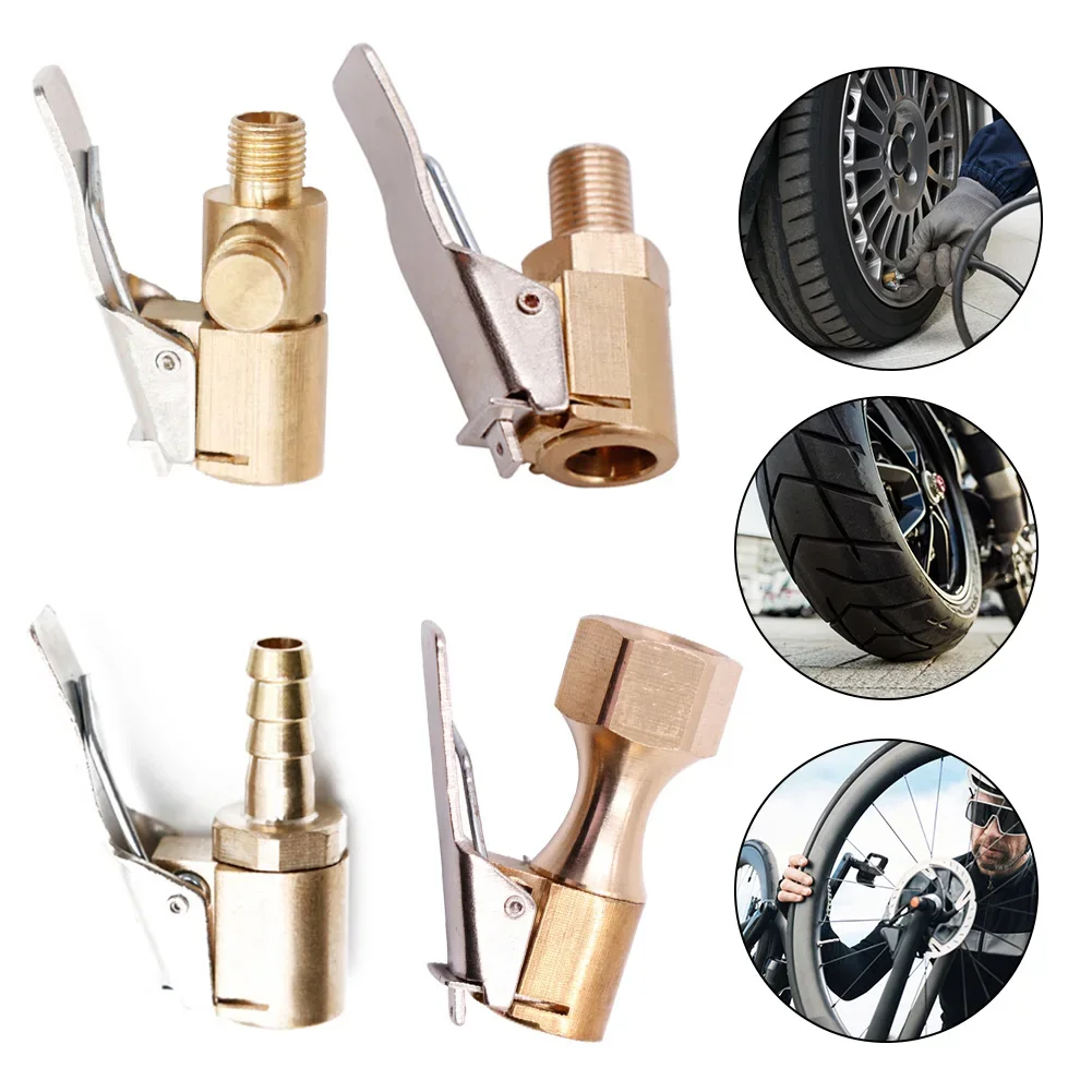 New Advanced Car Tire Air Chuck Inflator Pump Valve Connector Clip-on Adapter Car Brass 8mm Tyre Wheel Valve For Inflatable Pump