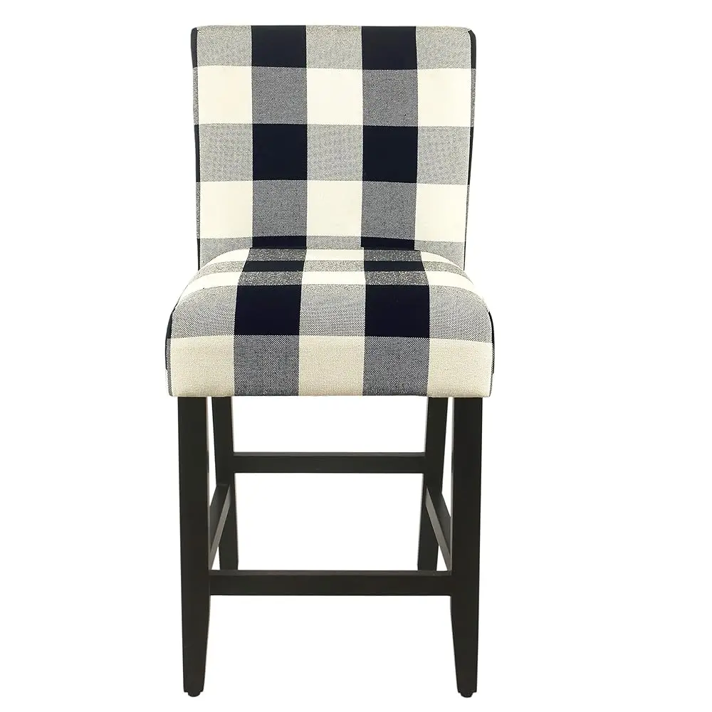 

' By Kinfine Fabric Upholstered Counter Height Barstool - 24-Inch, Bla And Cream Geometric