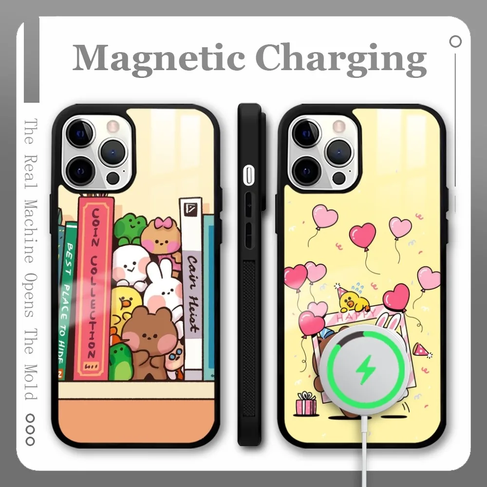 L-Line F-Friends Lovers Phone Case For iPhone 16 15 14 13 12 11 Pro Max Plus Mini Magnetic Magsafe Wireless Charging Cover