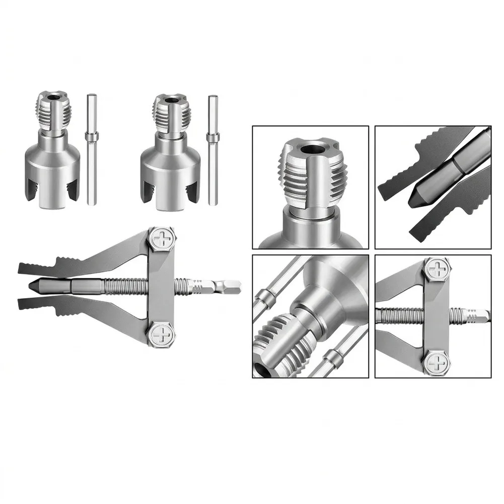 3PCS Dual Function PVC Pipe Threader Set Supporting 1/2 and 3/4 NPT Pipe Threads Plus Broken Pipe Removal Tool for Plumbing Jobs