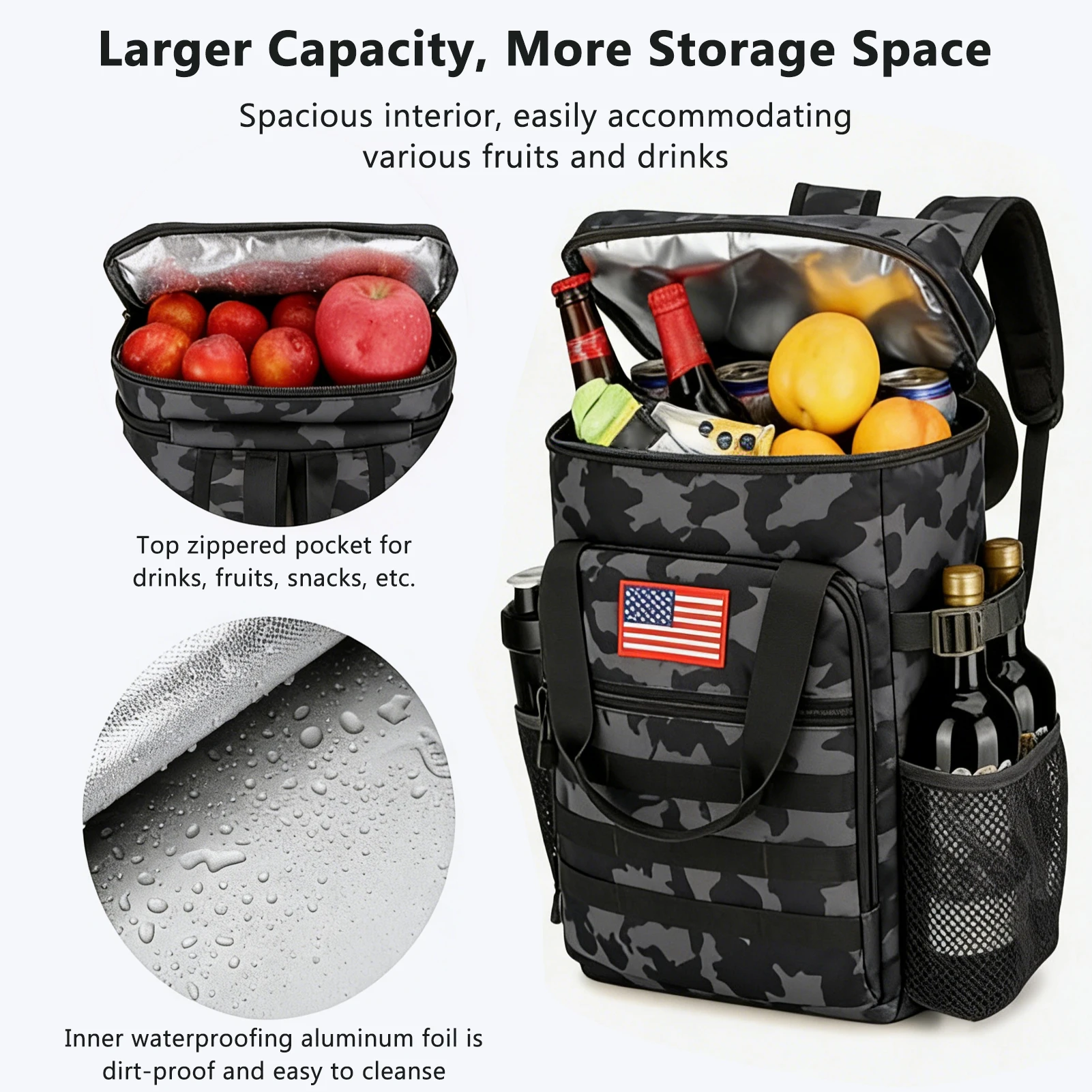 

Термосумка для кемпинга и пикника, рюкзак-холодильник 36 л, большая вместимость, герметичная, для походов и путешествий