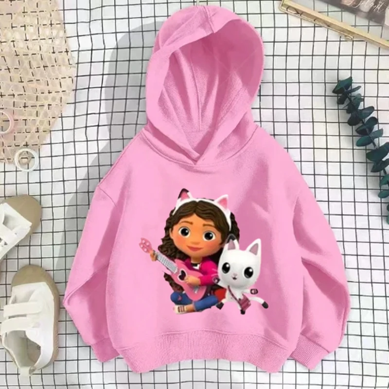 Children Boys Girls hoodie Tops Gabbys Dollhouse Outwear Clothing Hoodies 3-12 Year Kids leisure Sweatshirt Cartoon printing