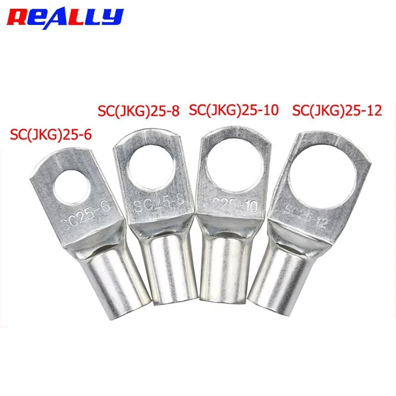 REALLY SC25-6 25-8 25-10 25-12 Copper Cable Lug Kit Bolt Hole Tinned Cable lugs Battery Terminals copper nose Wire connector