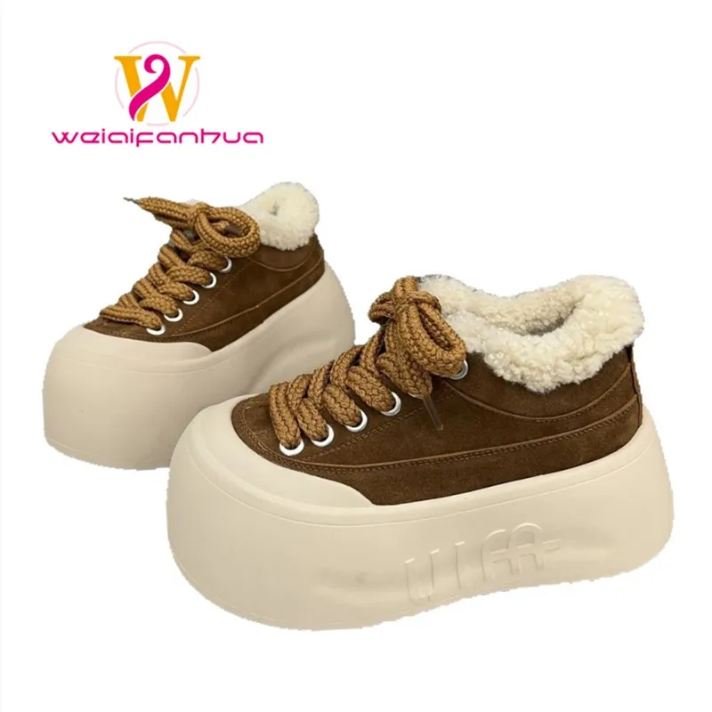 Women's Winter Thick-soled Snow Boots 2025 New Style Wool Warm, Anti-slip and Height-increasing Women Ankle Boots Platform Boots