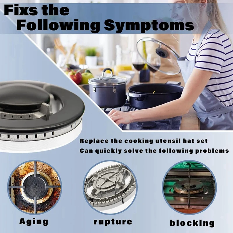 مجموعة أغطية موقد غاز الموقد ، استبدال الأغطية العلوية ، متوافقة مع موقد السفاف ، 5 PS
