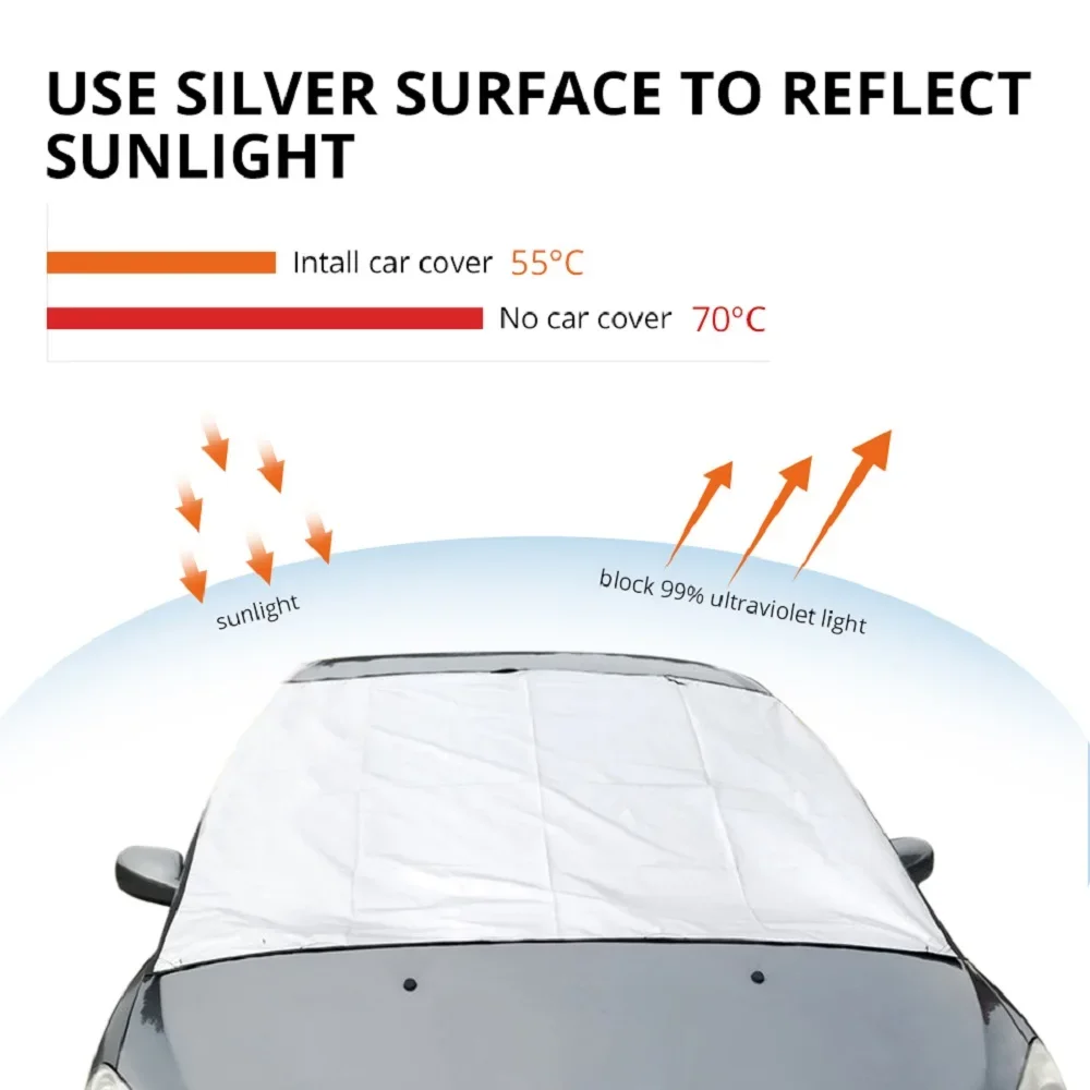 Car Frost Sun Shade Protector Cover Tarp Flap Windshield Cover Smart Windscreen Snow Automobile Anti-UV Nylon Sunction Winter view 3