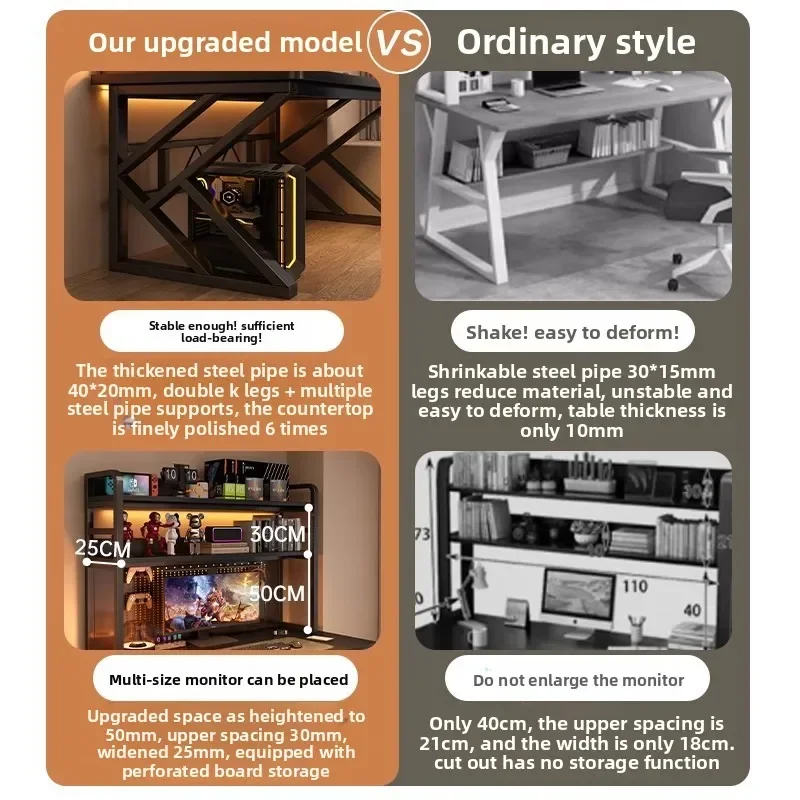 رف كتب مكتبي متكامل مع لوحة ثقب لغرفة النوم وطاولة رياضية إلكترونية وطاولة كمبيوتر مكتبية #4