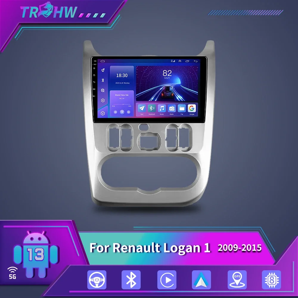 

For Renault Logan 1 Sandero 2009-2015 Multimedia Video Player Navigation GPS 4G Head Unit Android 13 Car Radio