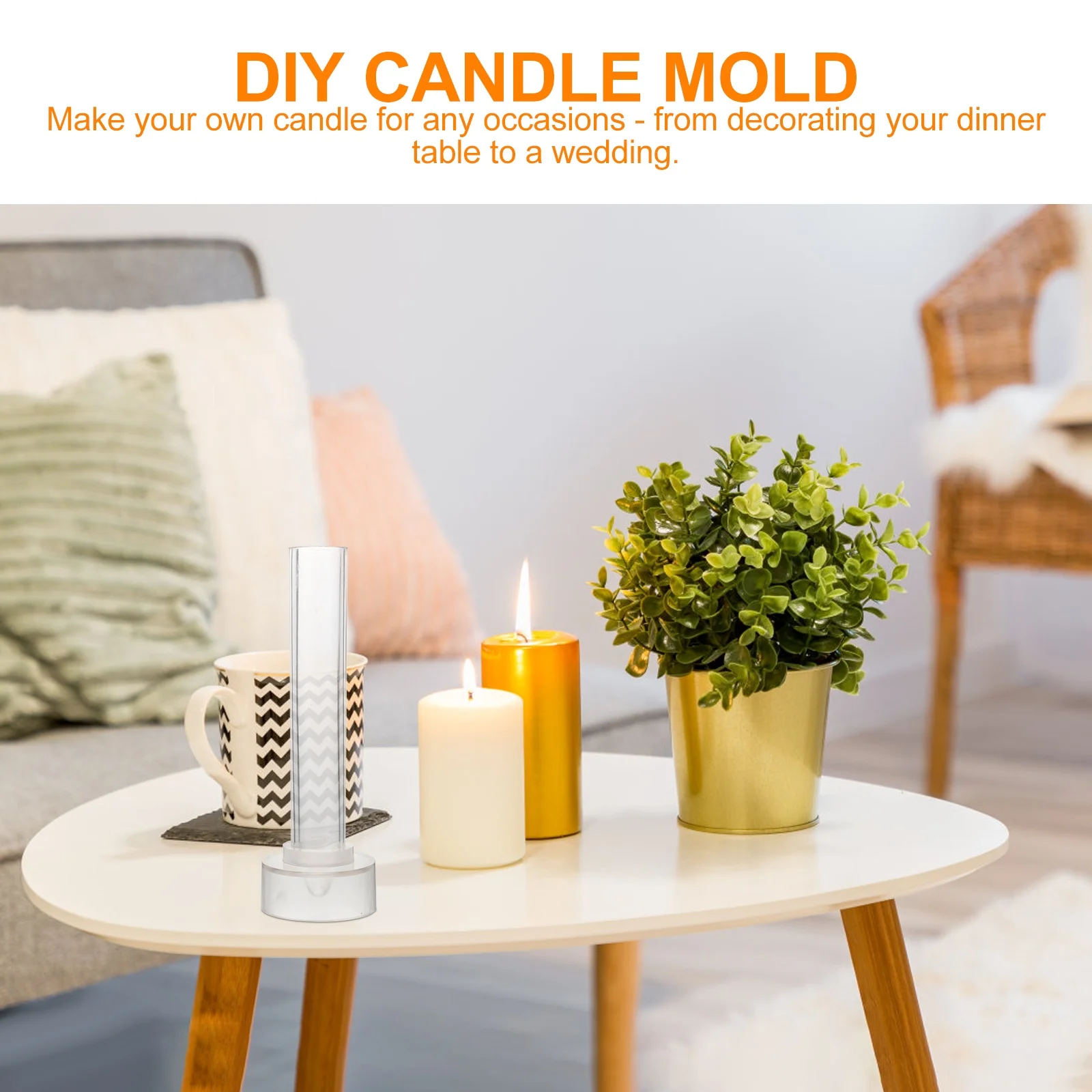 

2pcs Molds For Diy Pillar Taper Candles Reusable Plastic Mold Waterproof Durable Dinner Wedding Making Tool