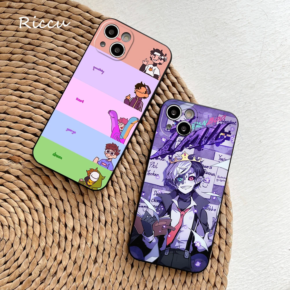 Cute Dream Smp Anime Phone Case FOR IPhone 14 13 FOR IPhone 11 12 Pro 8 7 Plus X 14 Pro MAX 12 Pro Dream Smp Black Case