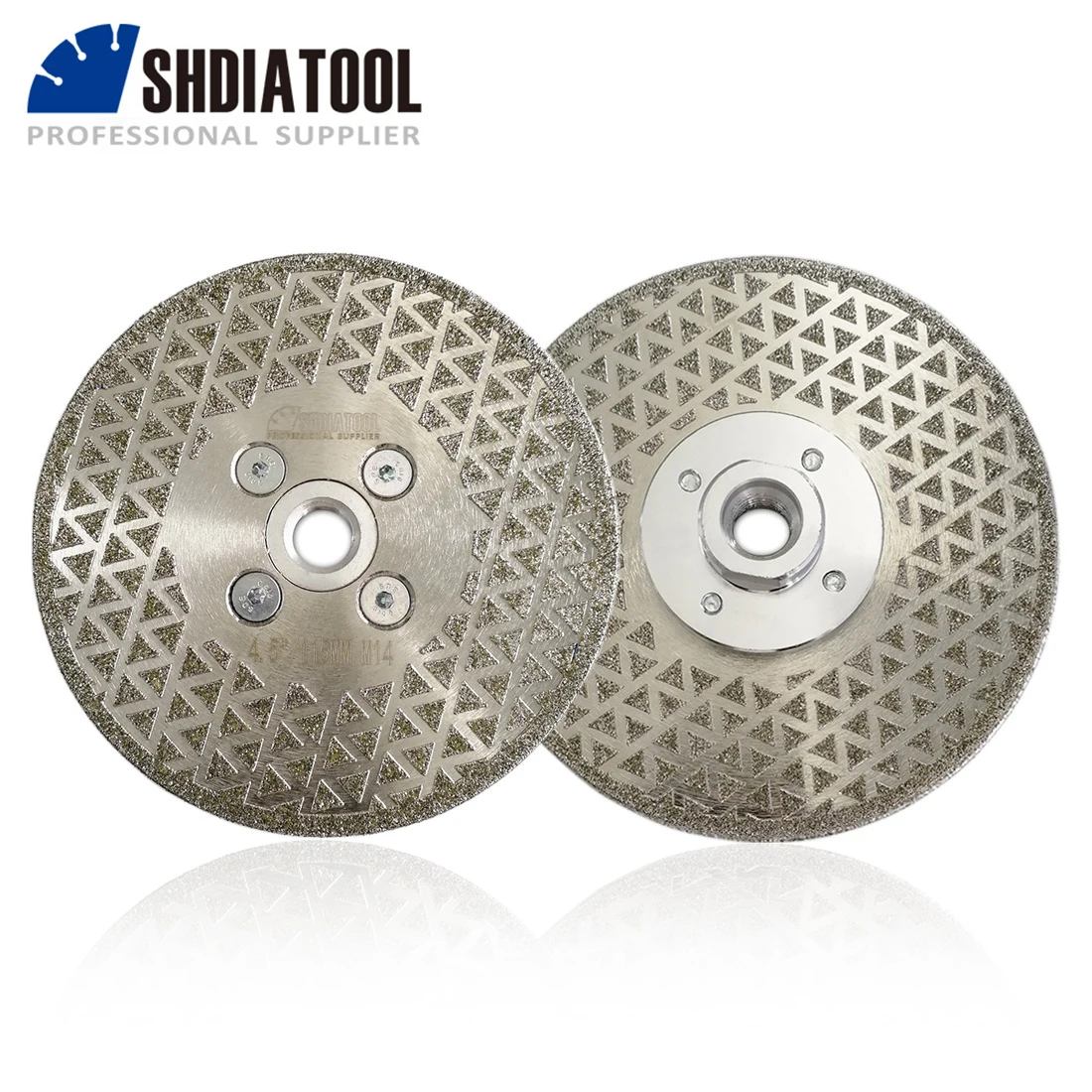 SHDIATOOL 2pcs 4.5" Coated Diamond Cutting & Grinding Disc M14 Flange Granite Marble 115MM Both Side Coated Diamond Saw Blade