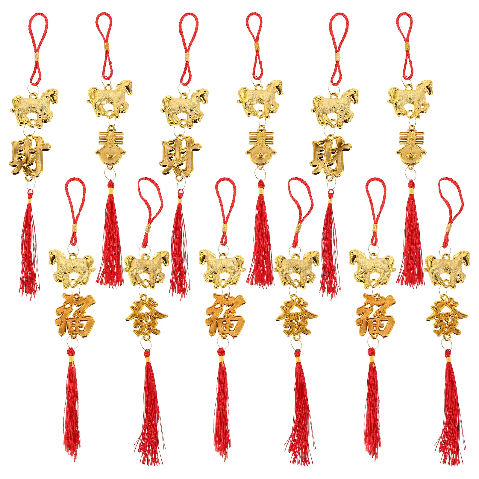 

12 Pcs Chinese Style Decorative Ornaments Bonsai Decoration New Year Pendant Character