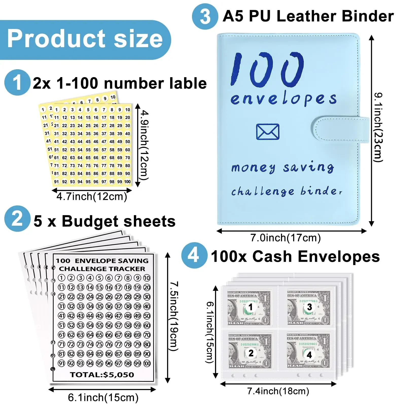 100 busta Challenge Binder saving Challenges Binder Budget Cash buste modo facile e divertente per risparmiare $5,050