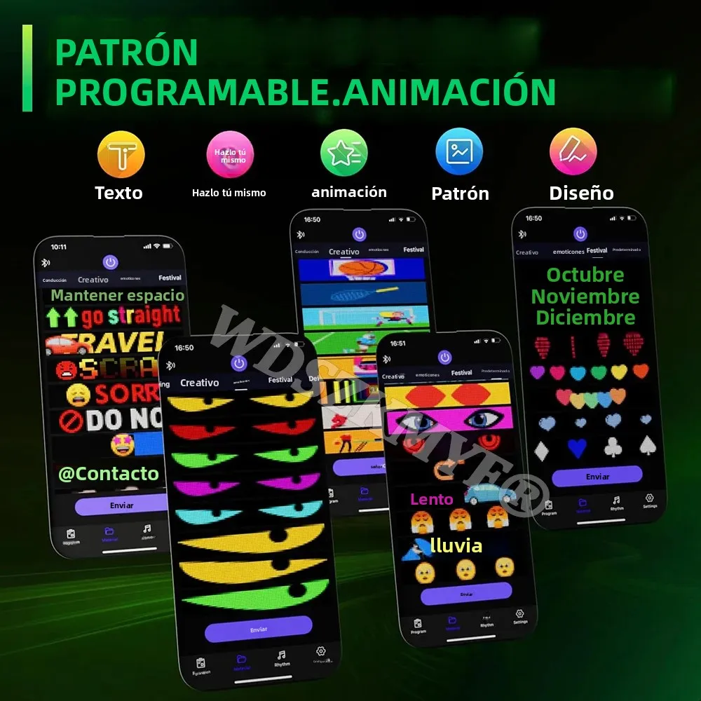 Imagen 6: Luz LED de Control de aplicación Bluetooth brillante multifuncional Devil Eyes para parabrisas de coche pantalla LED de desplazamiento programable Flexible