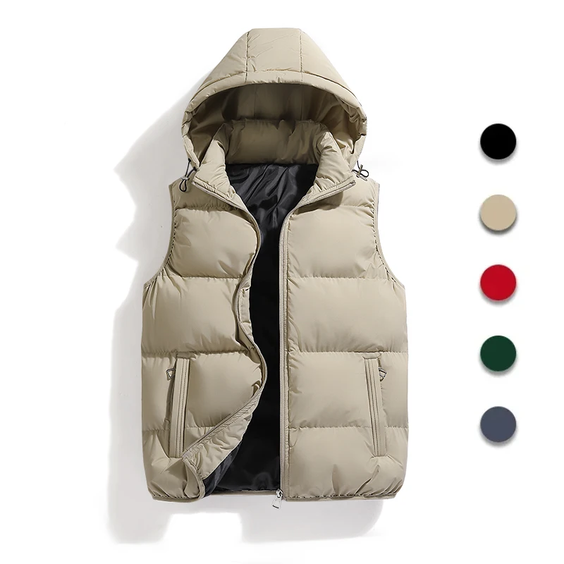 Autumn and winter fashion men's cotton vest jacket casual versatile plus size warm hooded detachable sleeveless men's top