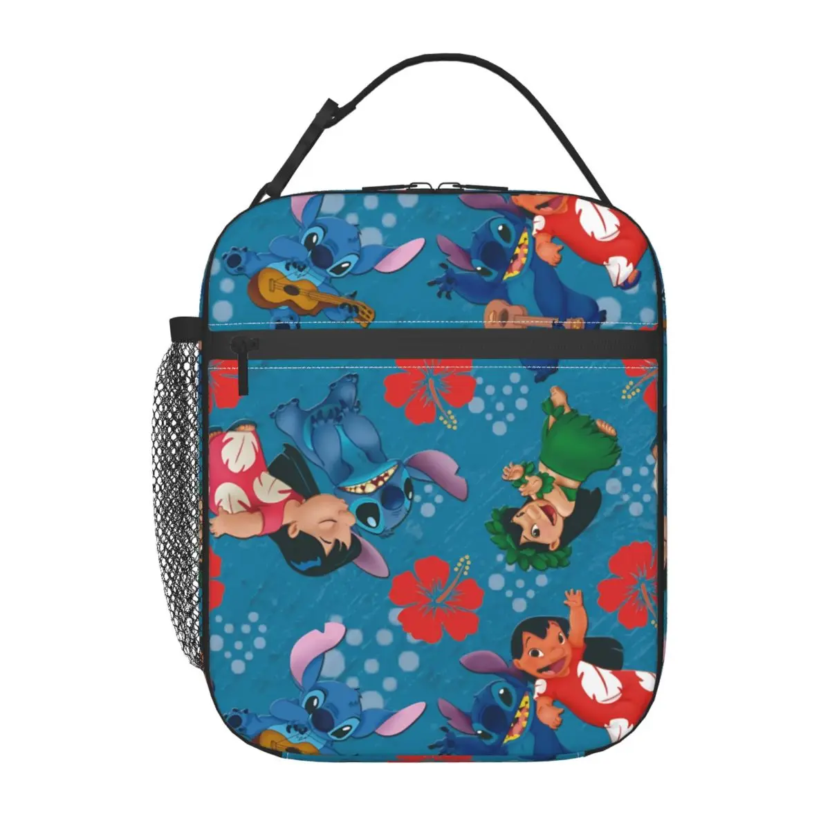 Bolsa de almuerzo personalizada con diseño de Lilo y Stitch, con flores hawaianas, para hombres y mujeres, loncheras aisladas y cálidas para estudiantes y la escuela