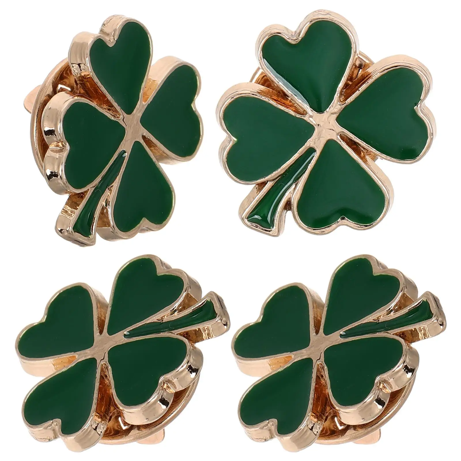 

4 Pcs Four Leaf Brooch Vintage Shamrock Pins Women Hat Clothing Holiday Alloy Jewelry Accessories Unique Decorative