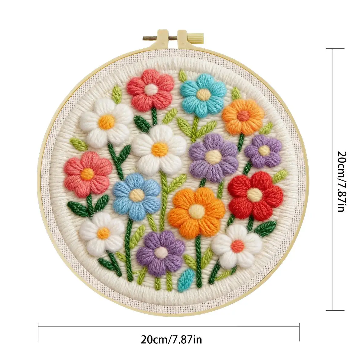 20X20CM/7,87 Zoll Blumen-Sticknadel-Set, Stickerei-Kit, Strickstickerei, DIY, Handgemachtes Geschenk, Nähkunst – Detail 2