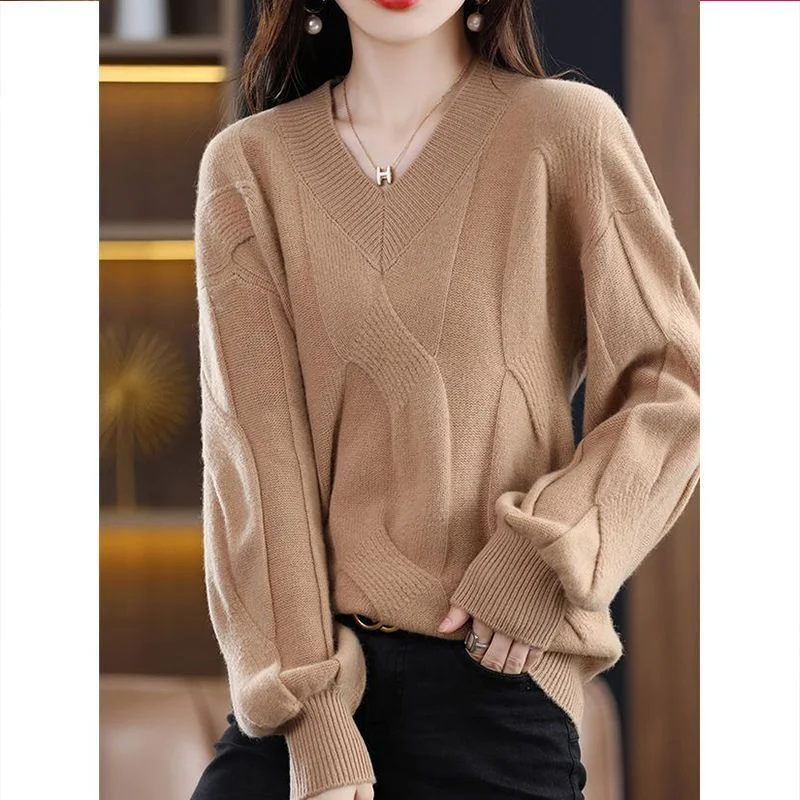 

Maillard Korean Autumn Winter New Puff Sleeve Twisted Flower Loose Knit Sweater Base Shirt Top Female Temperament
