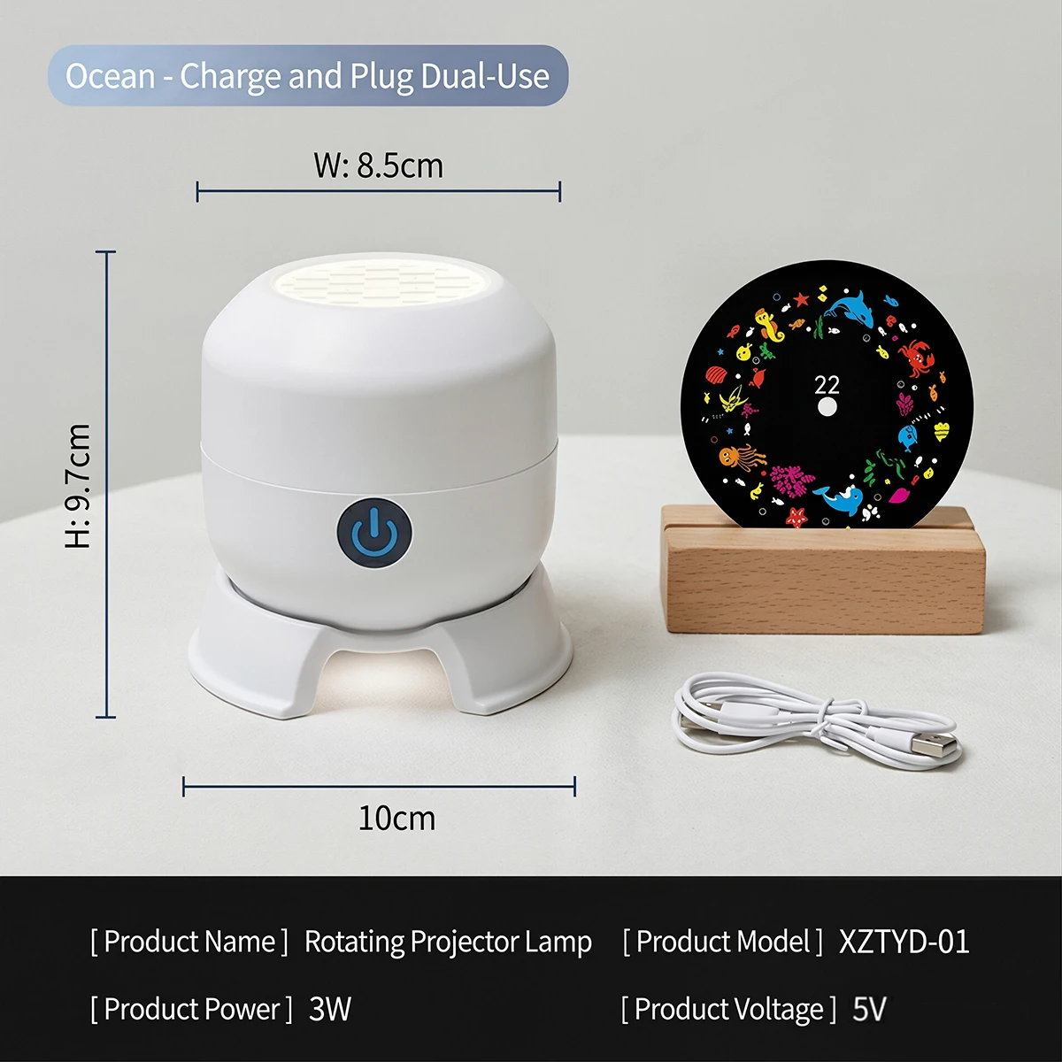 Ocean Projector LED Night Light 360° Rotating Projector Light USB Powered Dynamic Atmosphere Lamp for Living Room Bedroom Gifts