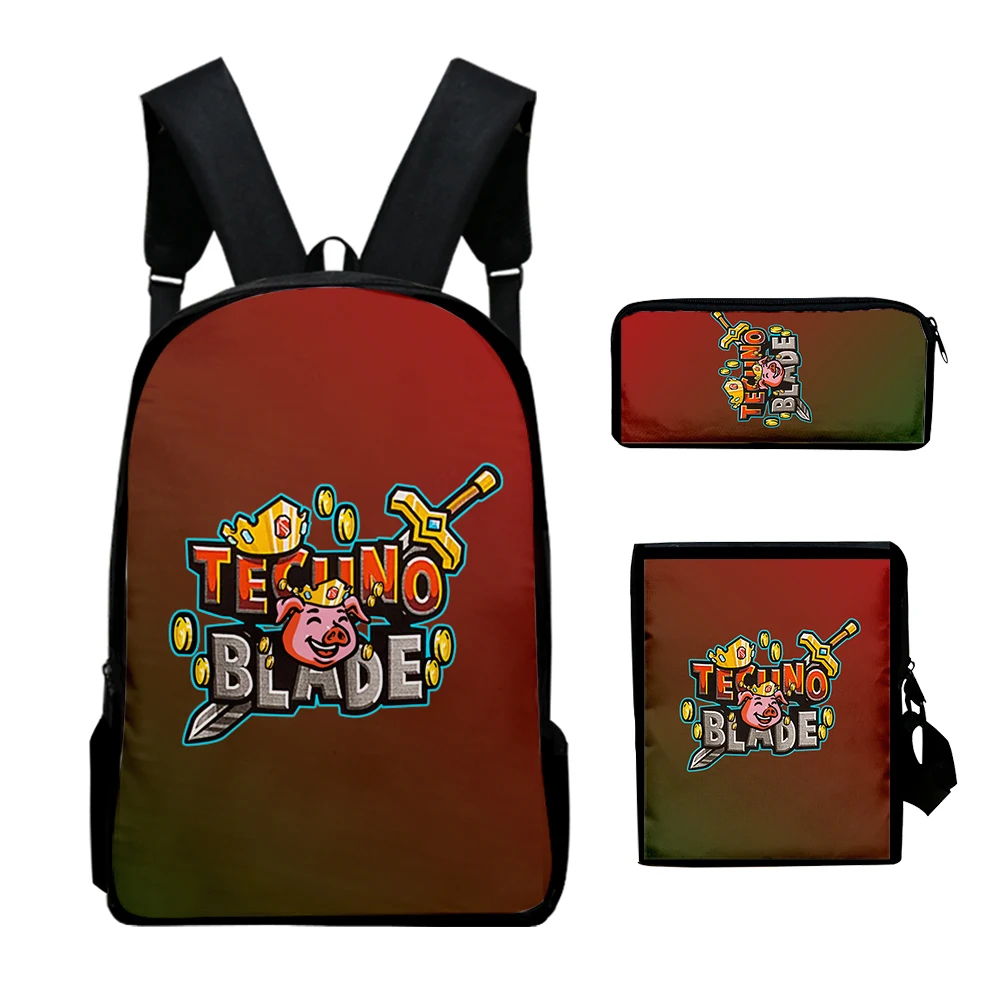 

Harajuku Youthful Peculiar Technoblade 3D Printed 3pcs/Set Student Travel bags Laptop Daypack Backpack Shoulder Bag Pencil Case