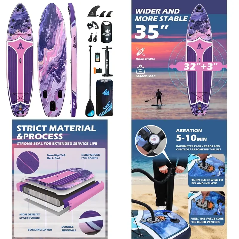 Inflatable Paddle Board Stand up Surf Aquamarine Fishing Paddle Board With Kayak Seat