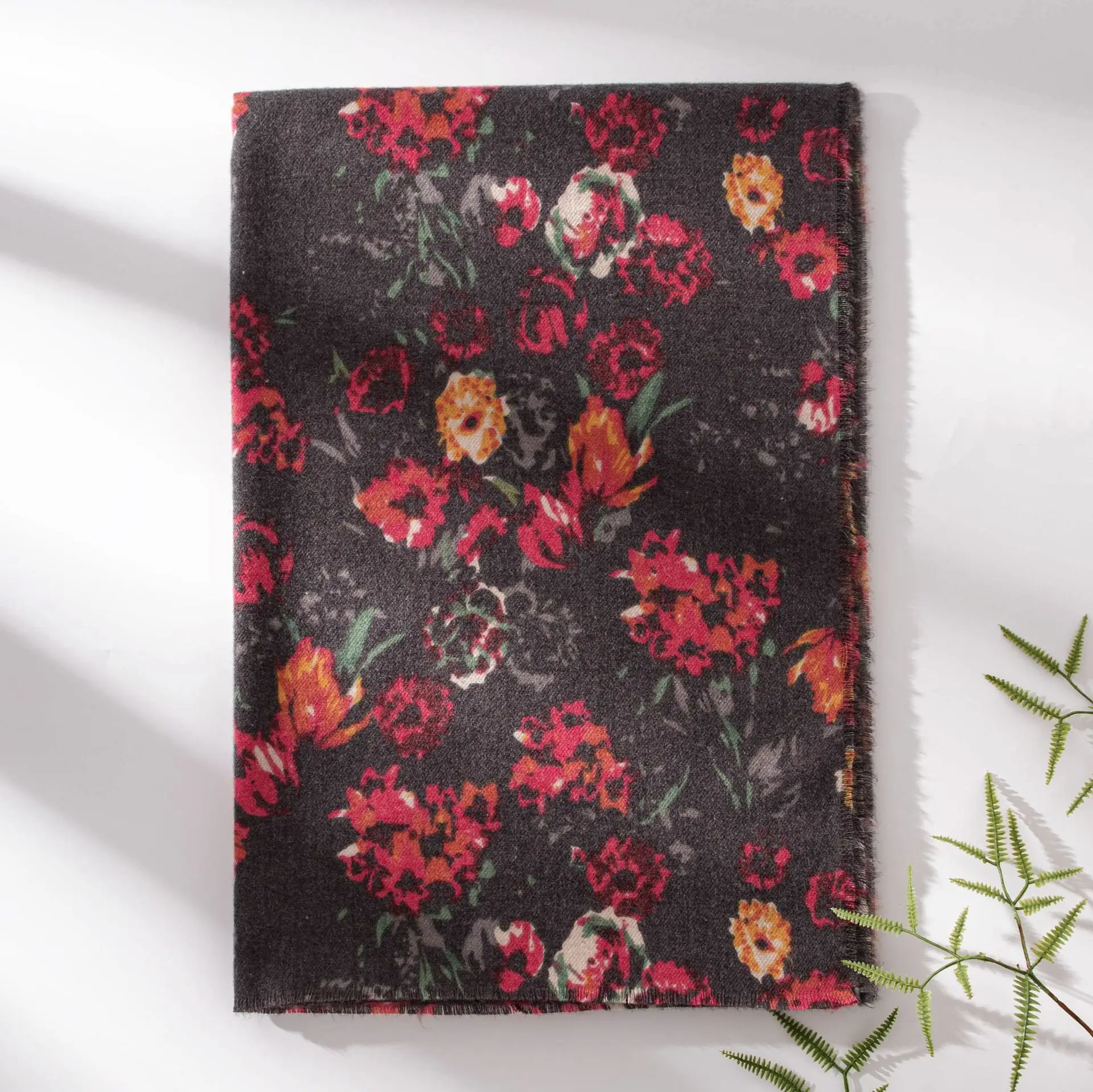 

Rose Print Winter Versatile Imitation Cashmere Women's Scarf for Warmth and Cold Protection Korean Version Korean Style Shawl