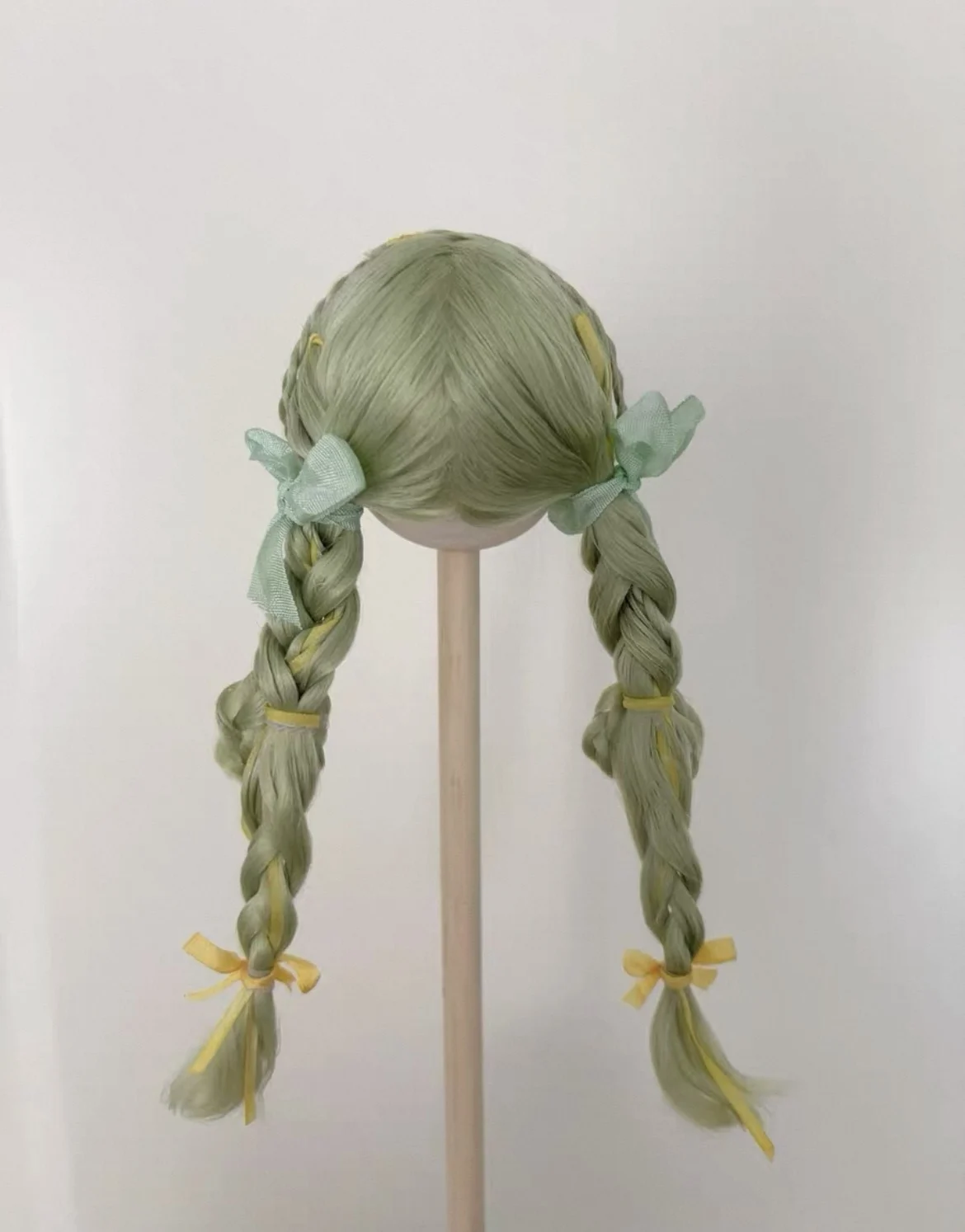 Hair for doll 14cm ob11 wig double braids 5-6