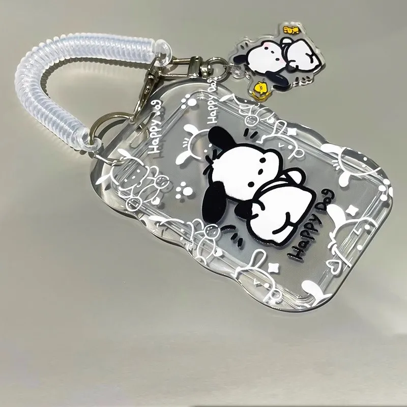 

Cute Disney Cartoon Anime Transparent Card Holder Sanrio Pochacco Keychain Photo Sleeves Bus Card Student Card Case Gift