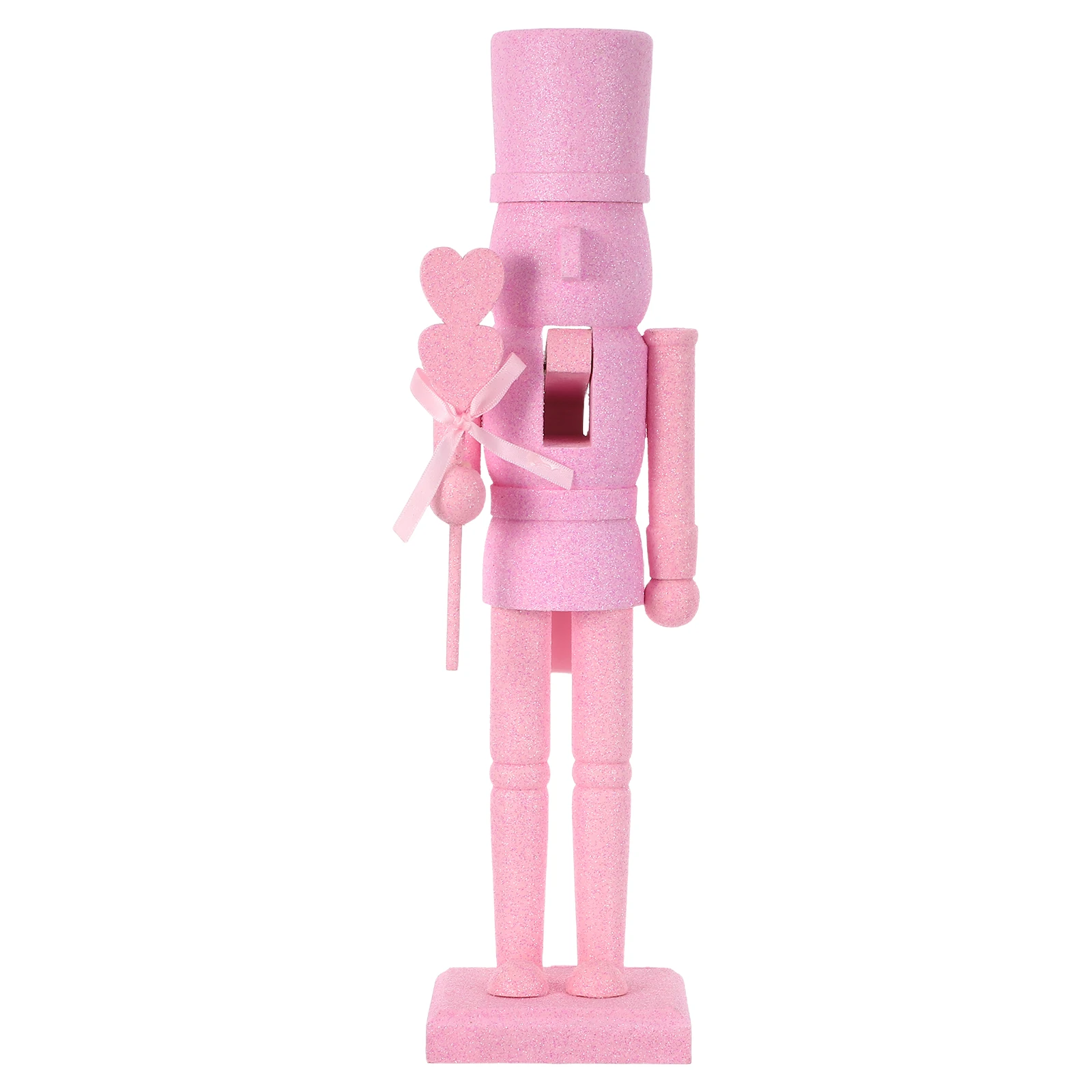 

Wooden Nutcracker Figurine Valentine's Day 36cm Wooden Glitter Nutcracker Figure Ornament Festival Party Tabletop Collectible