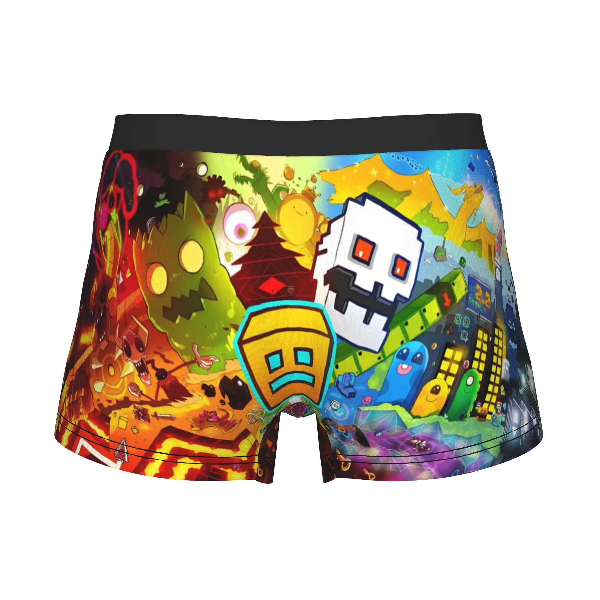 Geometry Dash Cartoon Underwear Men Print Game Boxer Shorts Panties Briefs Soft Underpants