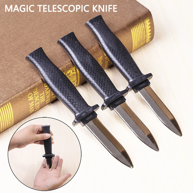 Props Toys Joke Magic Plastic Retractable Knife Joke Prank Props Knife Scary Trick Fake Dagger Funny